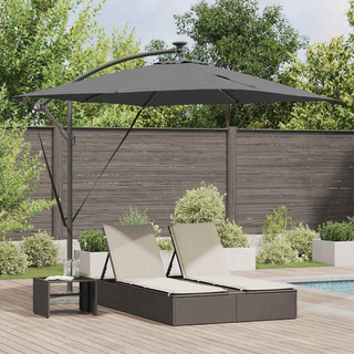 Parasol plażowy z paskami LED Antracyt 249 x 249 x 250 cm