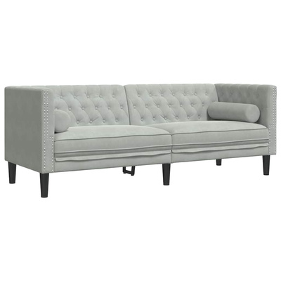 Sofa Jasnoszary 194 x 74,5 x 70,5 cm Aksamit