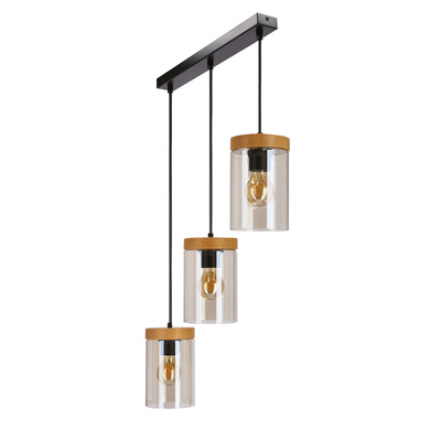 Lampa wisząca WELS ze szklanymi dymionymi kloszami - lampa nad stół do kuchni i jadalni