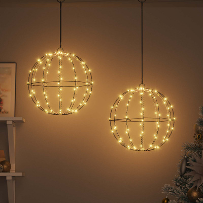 Piłka z 192 diodami LED 2 pcs Ciepła biel 30 x 30 x 32 cm Metal