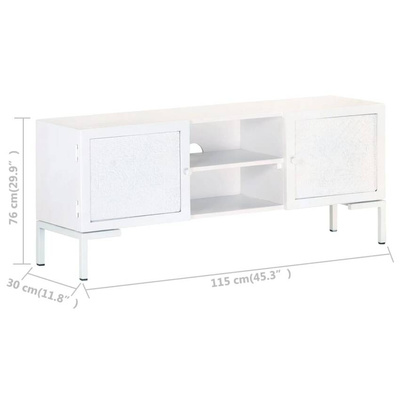vidaXL Szafka pod TV, biała, 115x30x46 cm, lite drewno mango