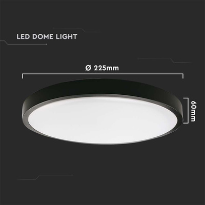 18W Plafon LED z mikrofalowym czujnikiem ruchu / Średnica: 225mm / Barwa:4000K / Klosz: Okrągły mleczny czarna ramka / IP44