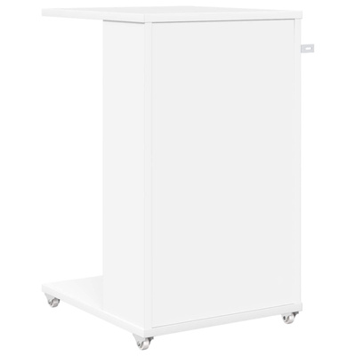 Stolik boczny z kołem Biały 40 x 35 x 60 cm Drewno inżynieryjne