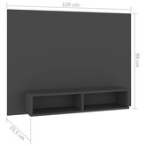 vidaXL Wisząca szafka pod TV, szara, 120 x 23,5 x 90 cm