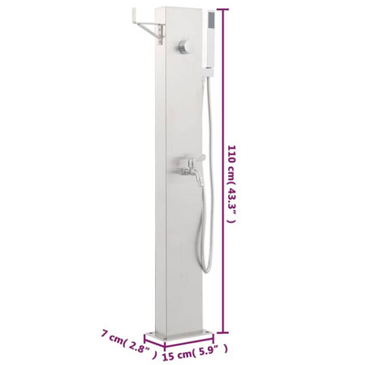vidaXL Panel prysznicowy ogrodowy, 110 cm, stal nierdzewna