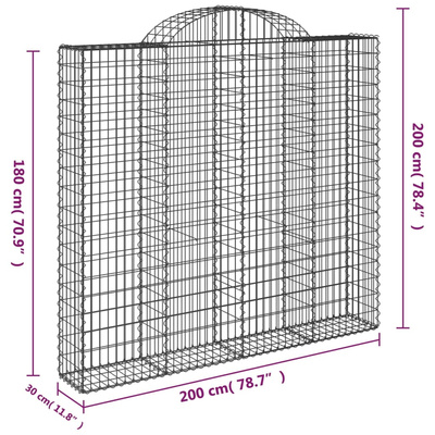 Kosze gabionowe, 5 szt, 200x30x180/200 cm, galwanizowane żelazo