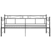 Sofa z wysuwaną ramą łóżka, czarna, metalowa, 90x200 cm