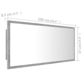 vidaXL Lustro łazienkowe LED, szarość betonu, 100x8,5x37 cm, akryl