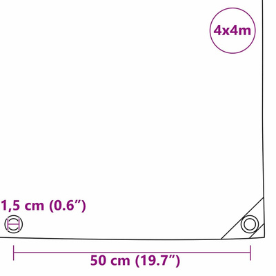 Plandeka 650g / m² pomarańczowy 4 x 4 m Płótno z powłoką PVC