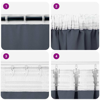 Firany blackout z kółkami 2 pcs Antracyt 175 x 140 cm Poliester