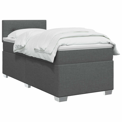 Łóżko Box Spring z materacem i LED ciemnoszary 100 x 200 cm