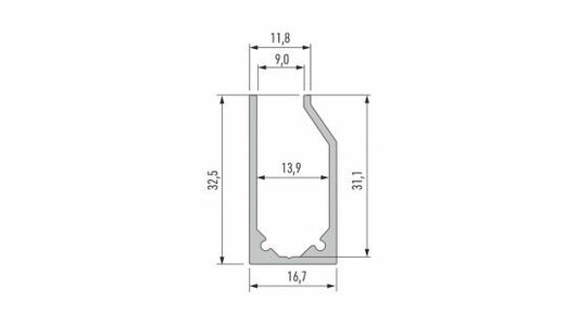Profil LED LUMINES typ I6 srebrny anodowany 2,02 m