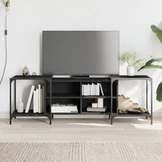 vidaXL Szafka pod TV, czarna, 153x37x50 cm, materiał drewnopochodny