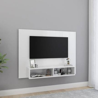 vidaXL Wisząca szafka pod TV, biała, wysoki połysk, 120x23,5x90 cm