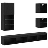 Jednostki TV na ścianę z LED 5 szt. Czarny Dąb 100 x 30 x 30 cm