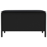 Pufa ogrodowa z poduszką Czarny 80 x 38 x 45 cm Rattan PE