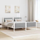 Ramka łóżka Z zagłówkiem Jasnoszary 200 x 200 cm tkanina