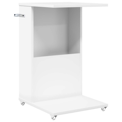 Stolik boczny z kołem Biały 40 x 35 x 60 cm Drewno inżynieryjne
