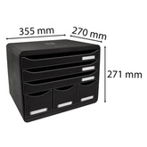 Exacompta Organizer na biurko Maxi z 6 szufladami, czarny z połyskiem