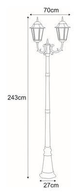 Wysoka zewnętrzna lampa stojąca K-7006A2/2 czarna/złota z serii LOZANA KAJA