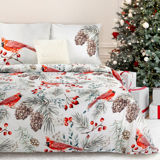 KOMPLET POŚCIELI ŚWIATECZNEJ WILLOW 140 X 200 CM BIAŁY