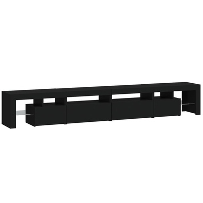 vidaXL Szafka pod TV z oświetleniem LED, czarna, 260x36,5x40 cm