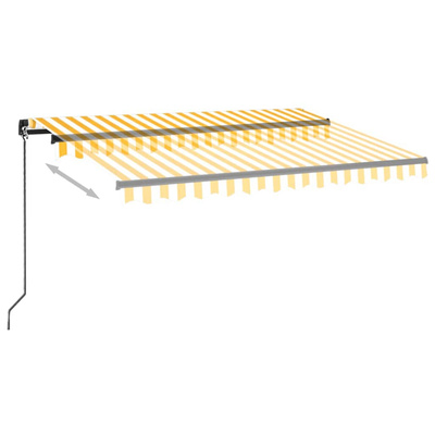 Ręcznie zwijana markiza z LED, 350 x 250 cm, żółto-biała