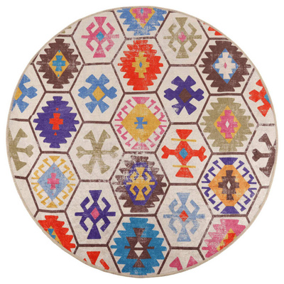 vidaXL Dywan z możliwością prania, kolorowy, ?120 cm, antypoślizgowy model standard