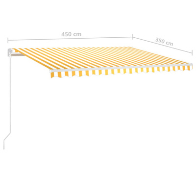 Ręcznie zwijana markiza z LED, 450x350 cm, żółto-biała