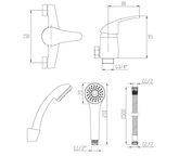 Bateria natryskowa z zestawem natryskowyn Mitris chrom  Invena