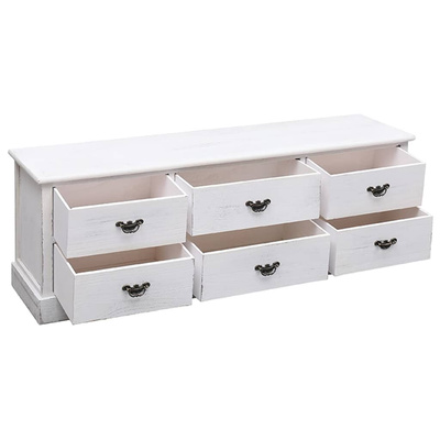 vidaXL Szafka pod TV, antyczna biel, 108x30x40 cm, drewno paulownia