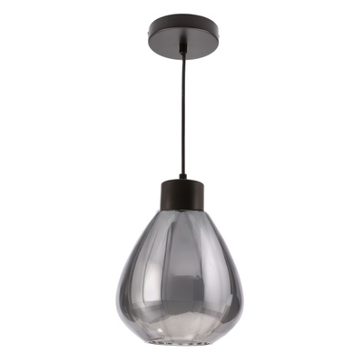 Lampa wisząca Monte z kloszem dymionym pojedyncza szklana do salonu