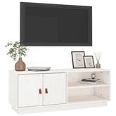 vidaXL Szafka pod TV, biała, 105x34x40 cm, lite drewno sosnowe