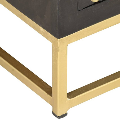 vidaXL Szafka pod TV, czarno-złota, 120x30x40 cm, lite drewno mango