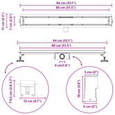 2 w 1 Odwodnienie prysznicowe Srebrny 80 cm Stal nierdzewna 304