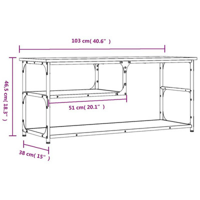 vidaXL Szafka pod TV, szary dąb sonoma, 103x38x46,5 cm