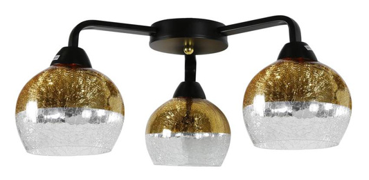 Lampa sufitowa czarno-złota szklane klosze 3x60W Cromina Gold Candellux 98-57273