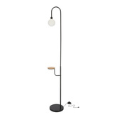 Lampa podłogowa czarna półka 173cm Vanity 51-00057