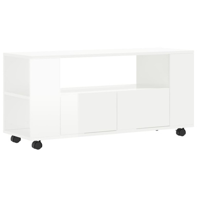 vidaXL Szafka pod TV, wysoki połysk, biała, 102x34,5x43 cm