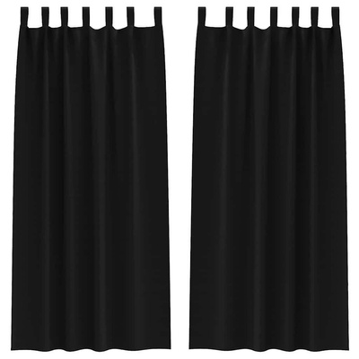 Firany blackout z kółkami 2 pcs Czarny 225 x 140 cm Poliester