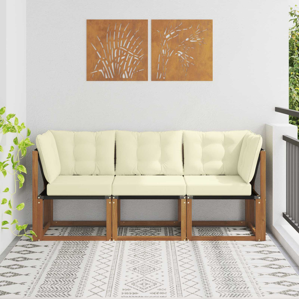 3 szt. Modułowa sofa na zewnątrz Naturalny