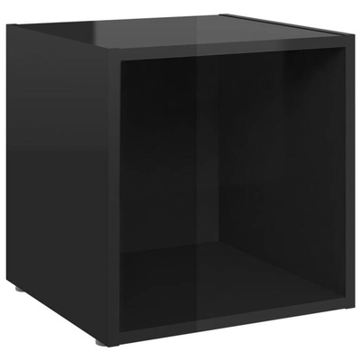 vidaXL Szafka pod TV, wysoki połysk, czarna, 37x35x37 cm