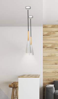 Lampa wisząca biała + drewno Trosa Ledea 50101265