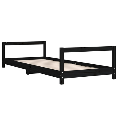 vidaXL Rama łóżka, czarna, 90x200 cm, lite drewno sosnowe model standard