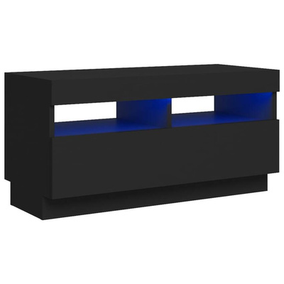 vidaXL Szafka pod TV z oświetleniem LED, czarna, 80x35x40 cm