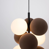 Lampa wisząca Szklana 4 kule świetlne i 6 kul dzwiekochłonnych Bronzowych 4xG9 60 cm Abruzzo Vino