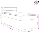 Łóżko kontynentalne z materacem ciemnoszary 90 x 200 cm Welur