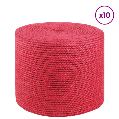 10 szt. 2 mm czerwony 100% juta Tossa