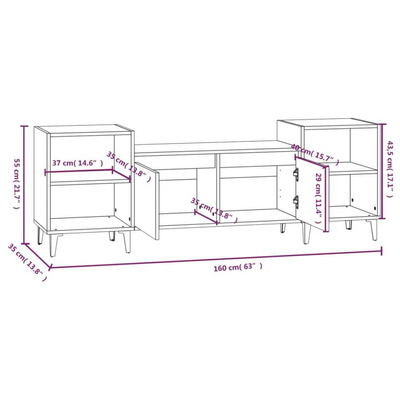 vidaXL Szafka pod TV, czarna, 160x35x55 cm, materiał drewnopochodny