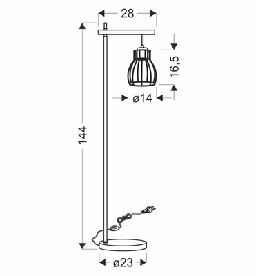 Lampa podłogowa czarna klosz koszyczek stalowy Bernita 51-78766